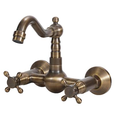 GRANDJOY Vintage Style 2-Handle Wall Mounted Bathroom Faucet