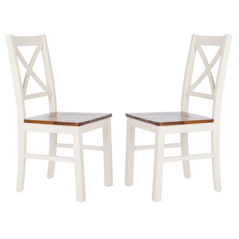 SAFAVIEH Akash White/Natural Dining Chair - 17.5" W x 19.5" L x 37" H
