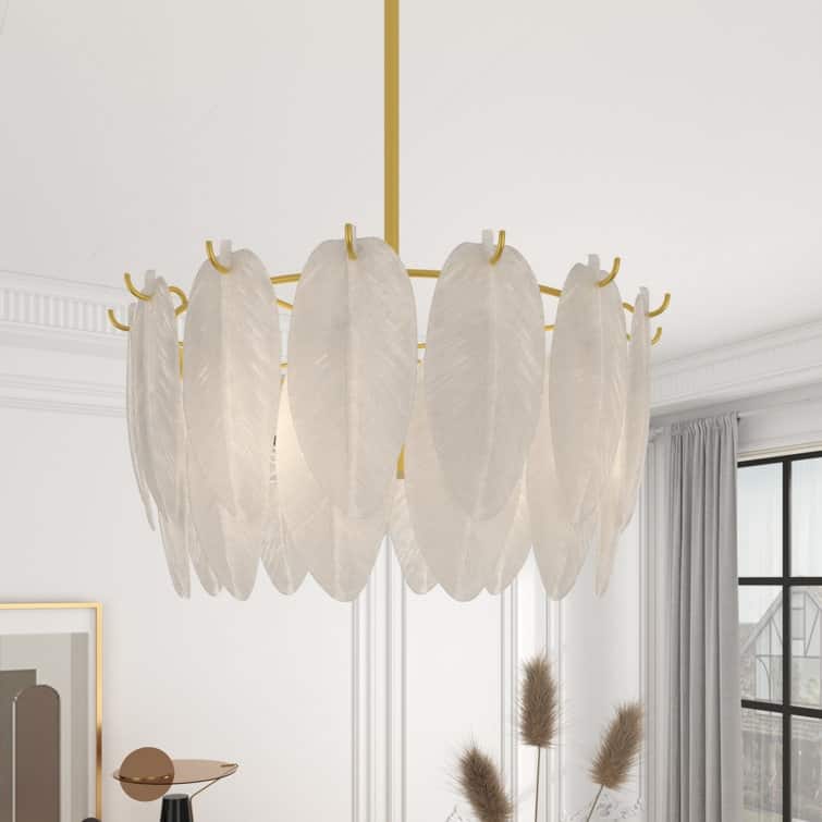 Acroma 4 - Lights Elegant Leaf-Inspired Glass Chandelier