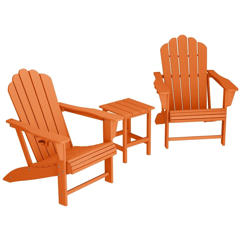 Aderson Outdoor Poly Adirondack Chair with Side Table 3-Piece Set