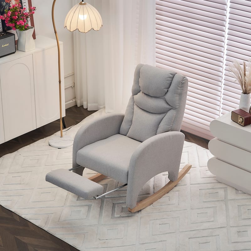 Teddy Fabric Nursery Rocking Chair With Adjustable Footrest