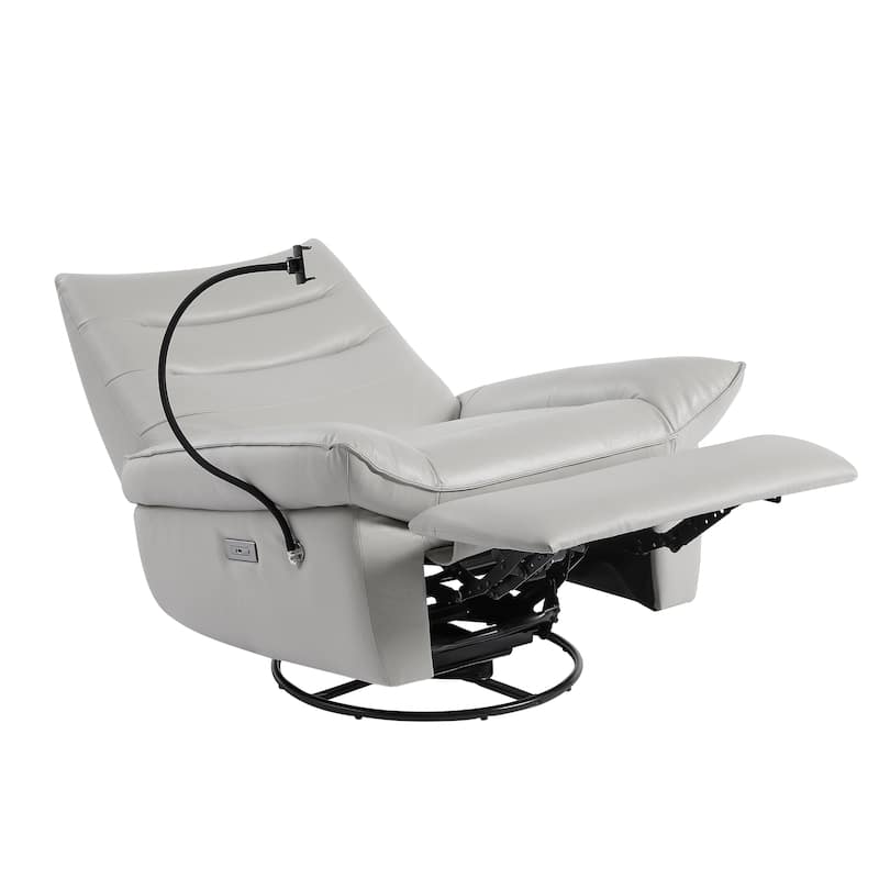 Genuine Italian Leather Match Power Swivel Rocker Recliner (Set of 2)