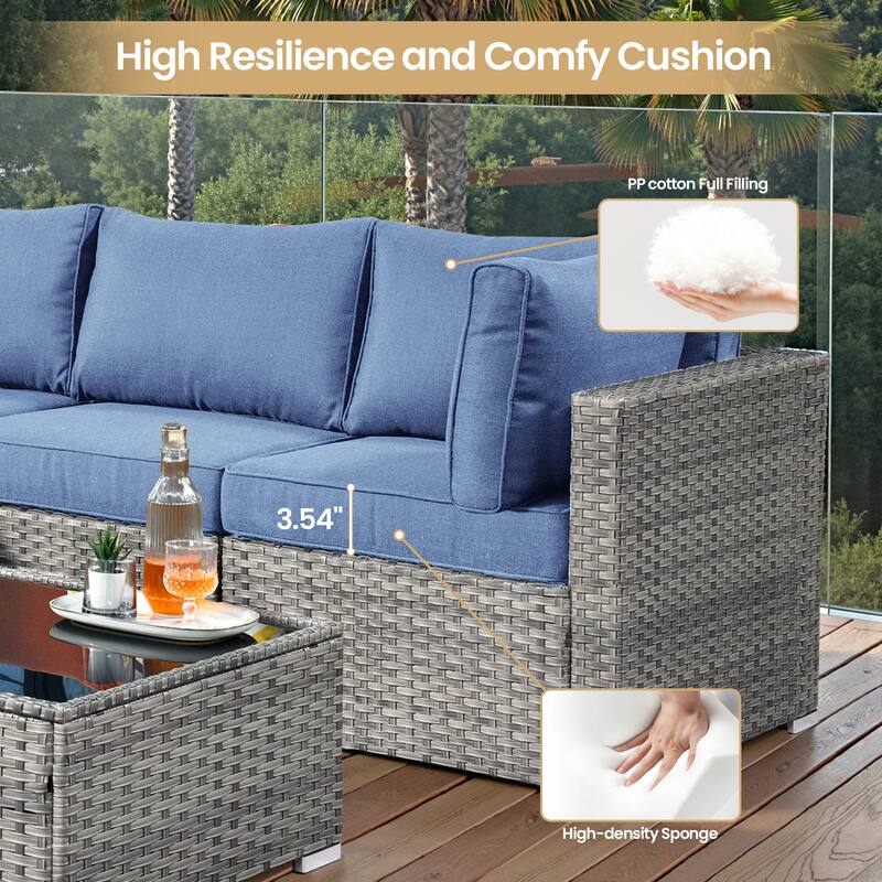 XIZZI 11-piece Outdoor Wicker Furniture Patio Swivel Chair Set with Firepit Table
