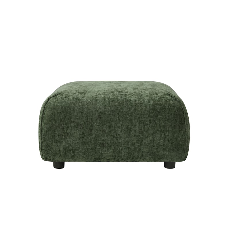 Roomfitters Plush Square Ottoman, Upholstered Footrest and Stool, Minimalist Extra Seating, Solid Wood Base