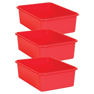 Teacher Created Resources Red Large Plastic Storage Bin, Pack of 3