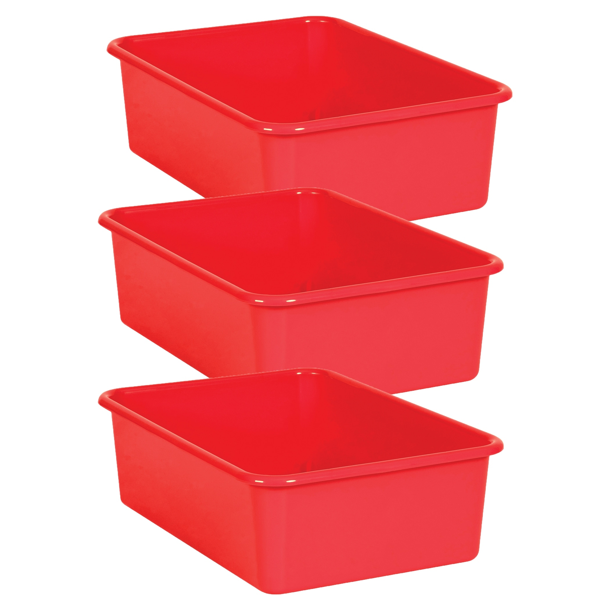 Teacher Created Resources Red Large Plastic Storage Bin, Pack of 3