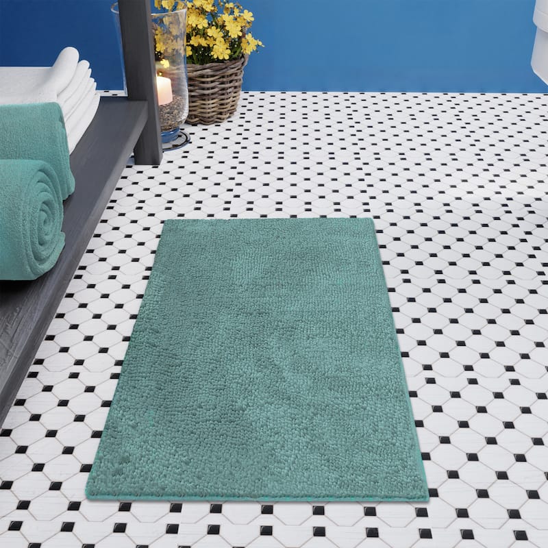 Resort Collection Plush Shag Chenille Bath Mat (21 x 34) - 21 x 34 - Marine Blue