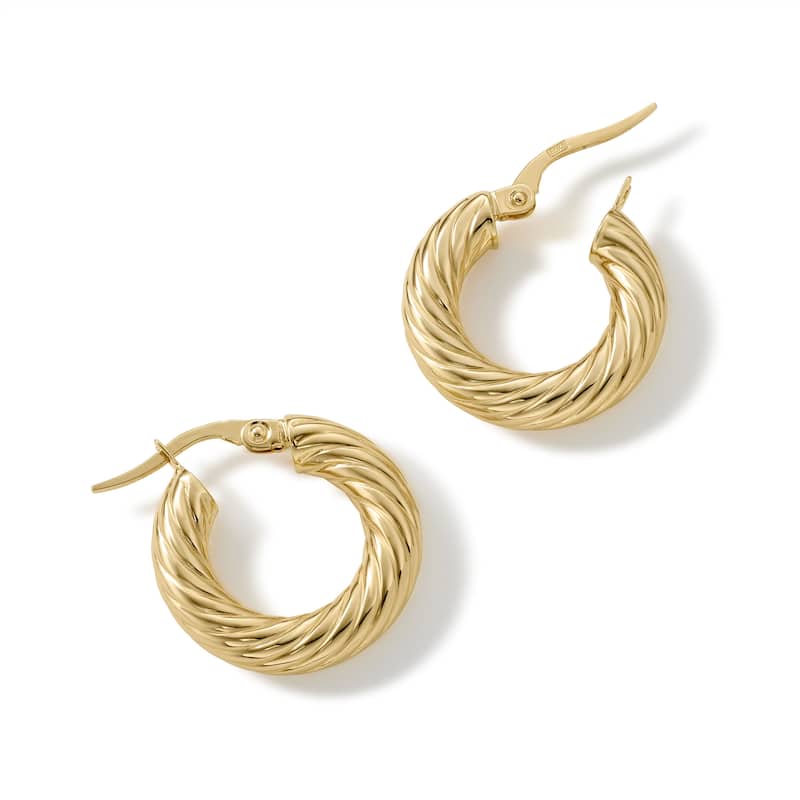 Clover 14K Yellow Gold High-Polish Chunky Rope Hoop Earrings