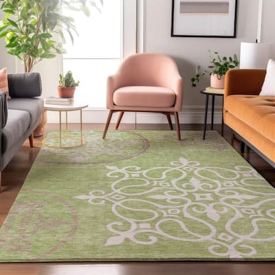 Premium Washable Super Soft Transitional Scroll Mayfield Rug