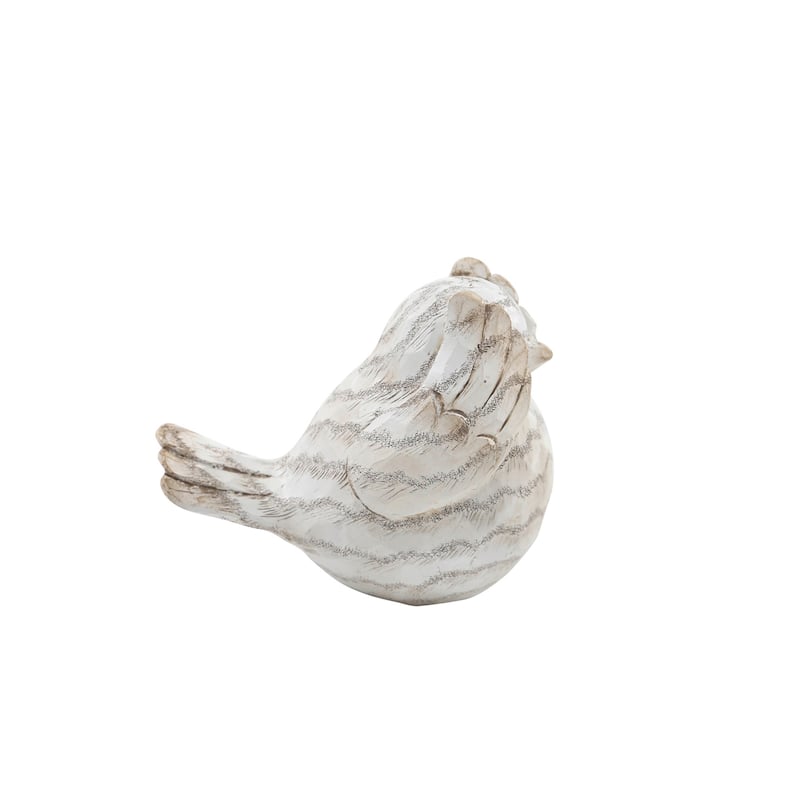 The Set of 3 Decorative Bird Figurines, Creative Room and Desktop Decor, Cream with Brown/Gray Details, 6 L x 4 W x 5 H