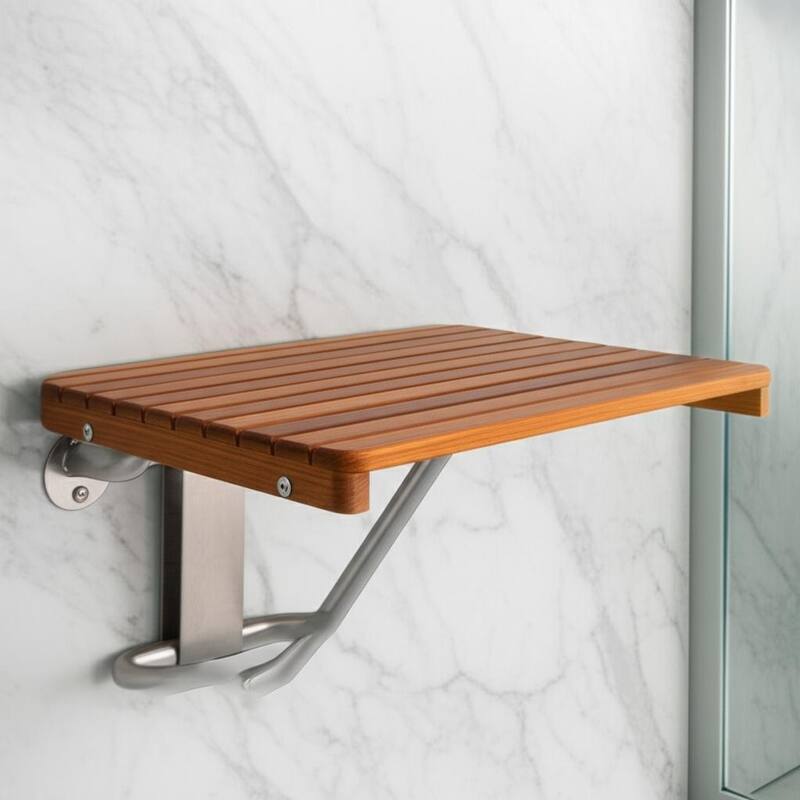 14" X 24" Brown Teak Rectangular Shower Bench - Brown