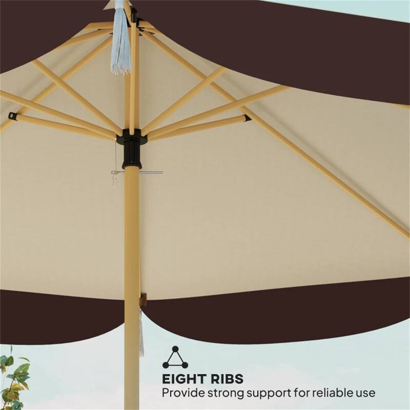 8.7 Feet Beige Polyester Fabric UV Blocking Patio Umbrella for Garden Vented Top for Wind - 8.7'Dia x 7.7' H