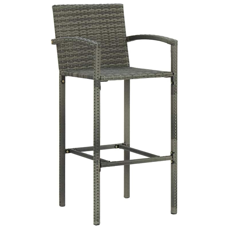 vidaXL Bar Stools 2 pcs Gray Poly Rattan - 20.5" x 22" x 46.5"