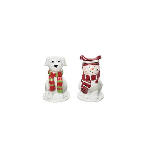 Christmas Dog/Cat Salt & Pepper Shakers Set of 2
