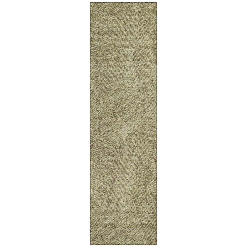 Machine Washable Indoor/ Outdoor Solid Geo Chantille Rug