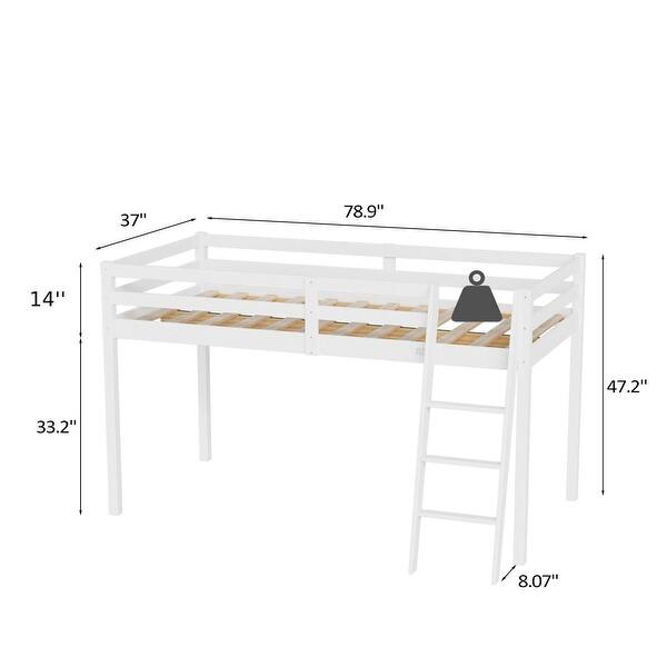 dimension image slide 4 of 9, Espresso Wood Junior Loft Bed with Stairs for Adults, Kids and Young Teens