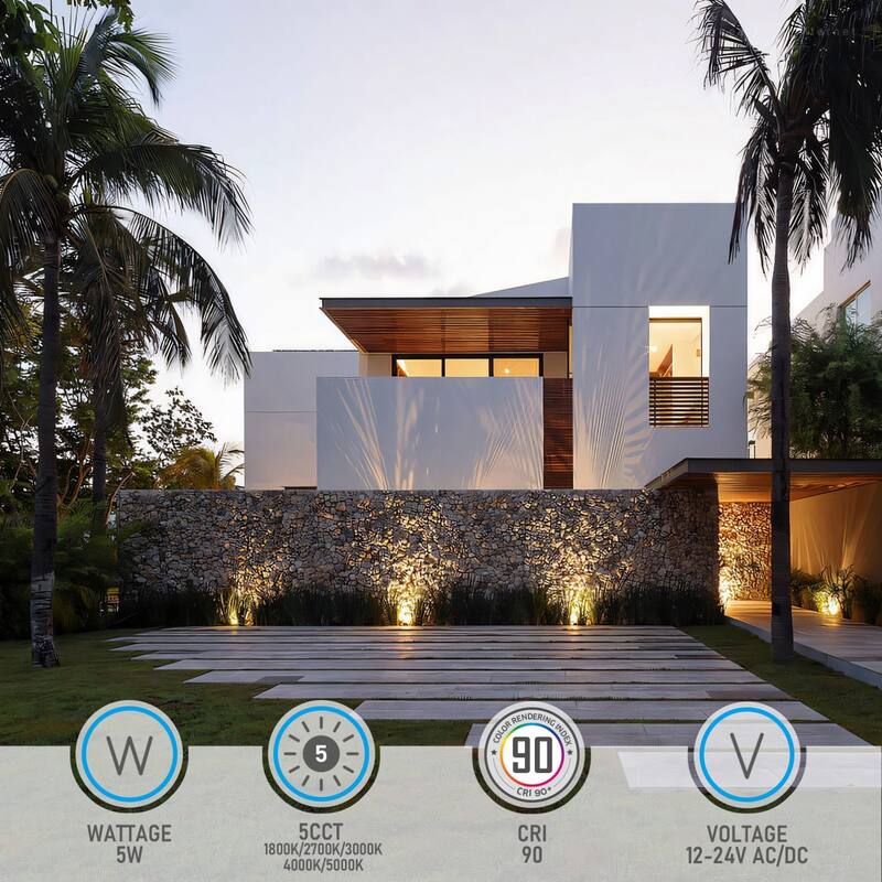 12 Pack Landscape 5W Shielded Well Light Low Voltage 5CCT Selectable