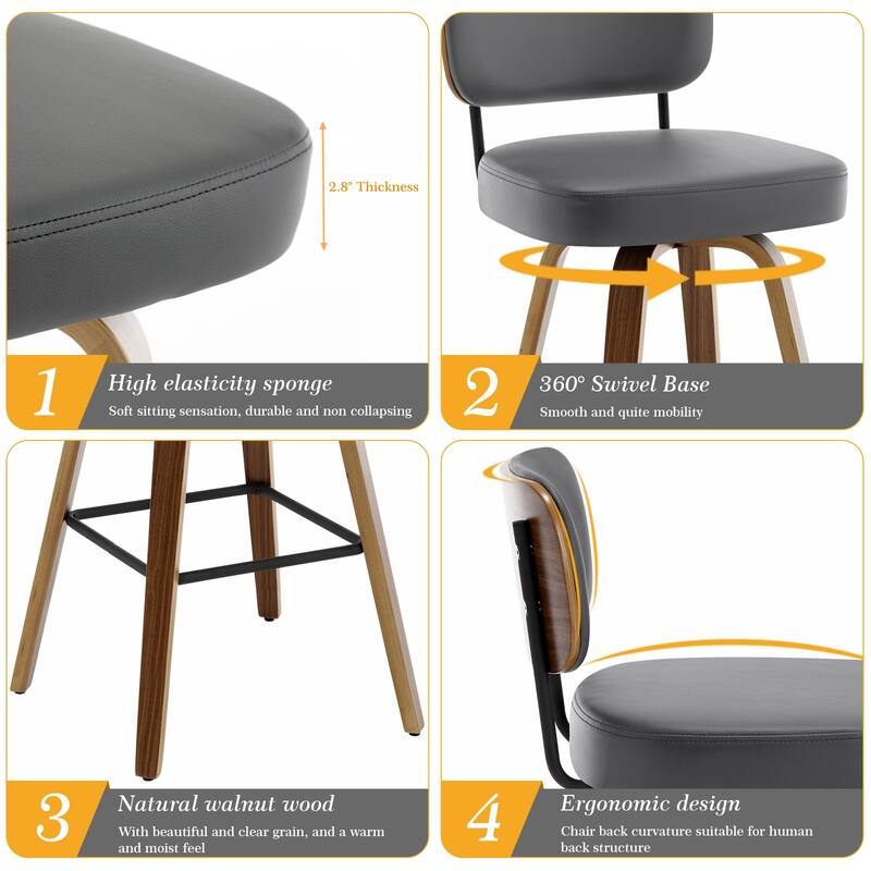 26"/29" Swivel Bar Stools/ Counter Stools with Bentwood Legs