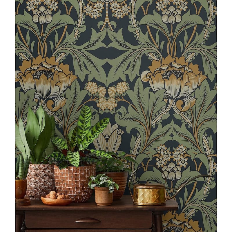 Seabrook Designs Primrose Garden Floral Prepasted Wallpaper