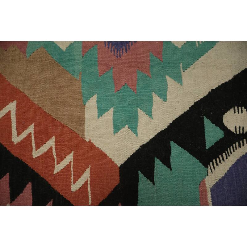 Hand Woven Oriental 100% Wool Carpet Southwestern Tribal Multi-Colored Kilim Area Rug - 8' 0'' X 5' 0''