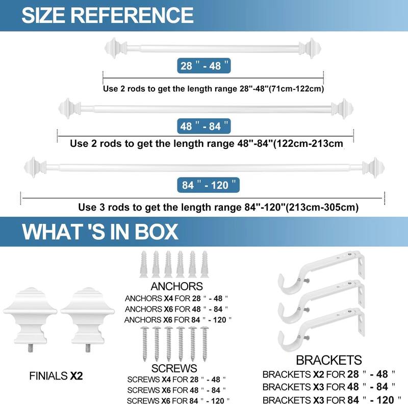1-inch Diameter Pila Adjustable Single Drapery Curtain Rod