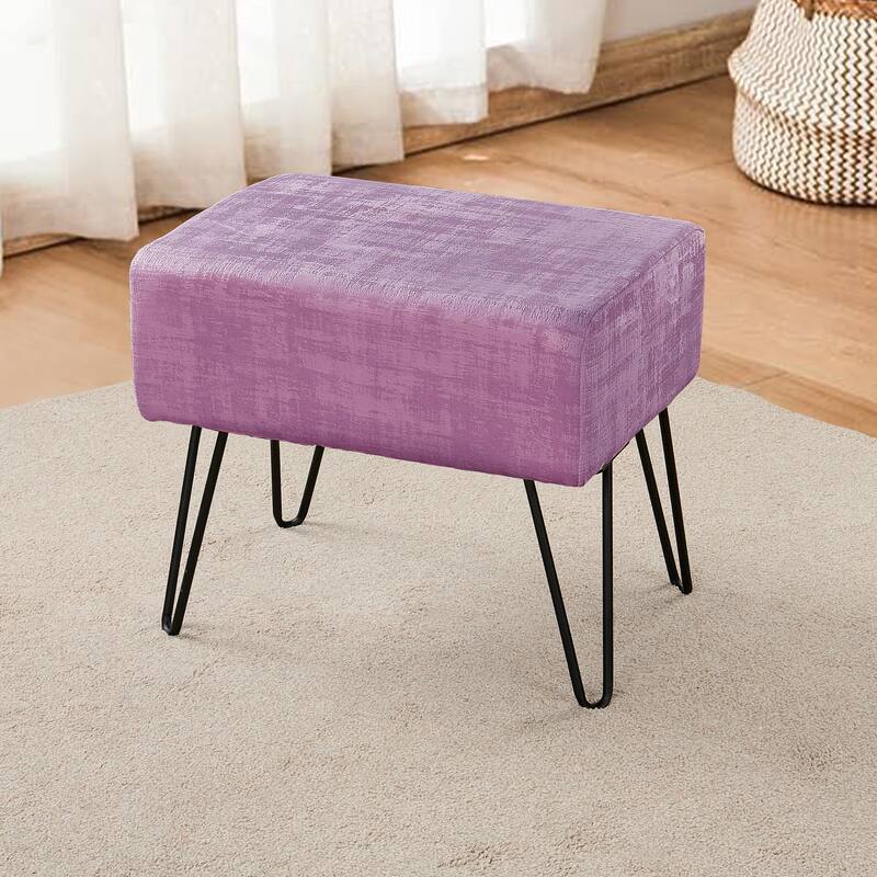 Textured Velvet Ottoman - 19" x 13" x 17" H - Mauve Shadows
