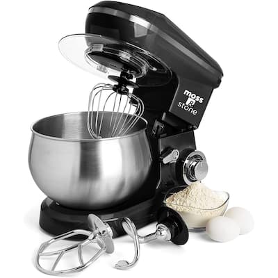 Stone Stand Mixer, 6 Speed Electric Mixer With 5.5 Quart Stainless Steel Mixing Bowl, Black Body Kitchen Mixer With Dough Hook