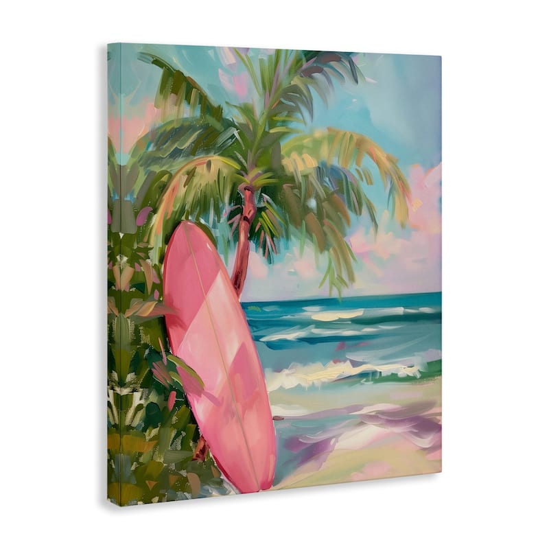 Stupell Pink Surfboard on Beach Canvas Wall Art Design By Arlington Prints