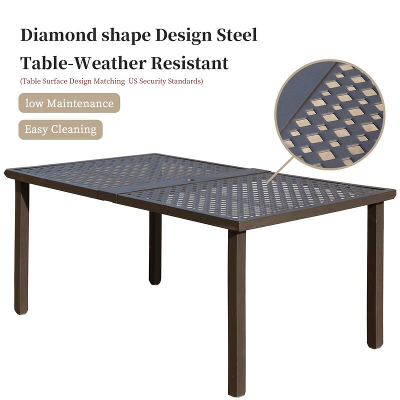 Domi 7-Piece Metal Patio Dining Set with Cushions and Table, Outdoor Furniture for Garden or Deck