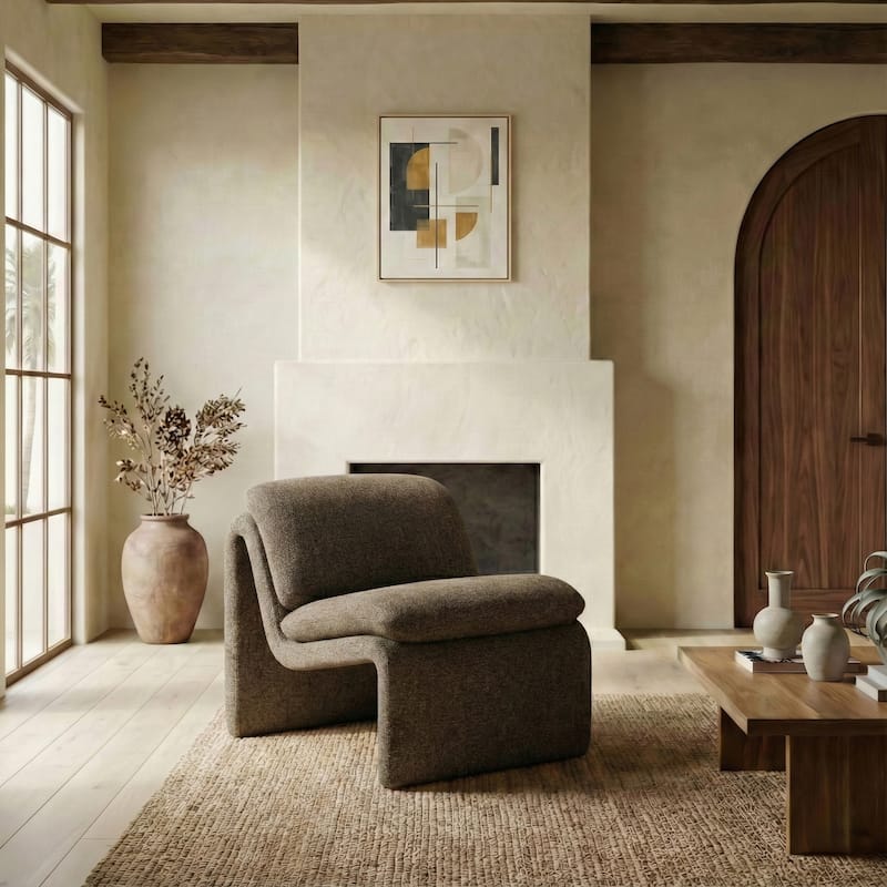 SAFAVIEH Couture Ainslie Accent Chair (Fully Assembled) - 26"W x 34"D x 29"H - Dark Brown Fabric