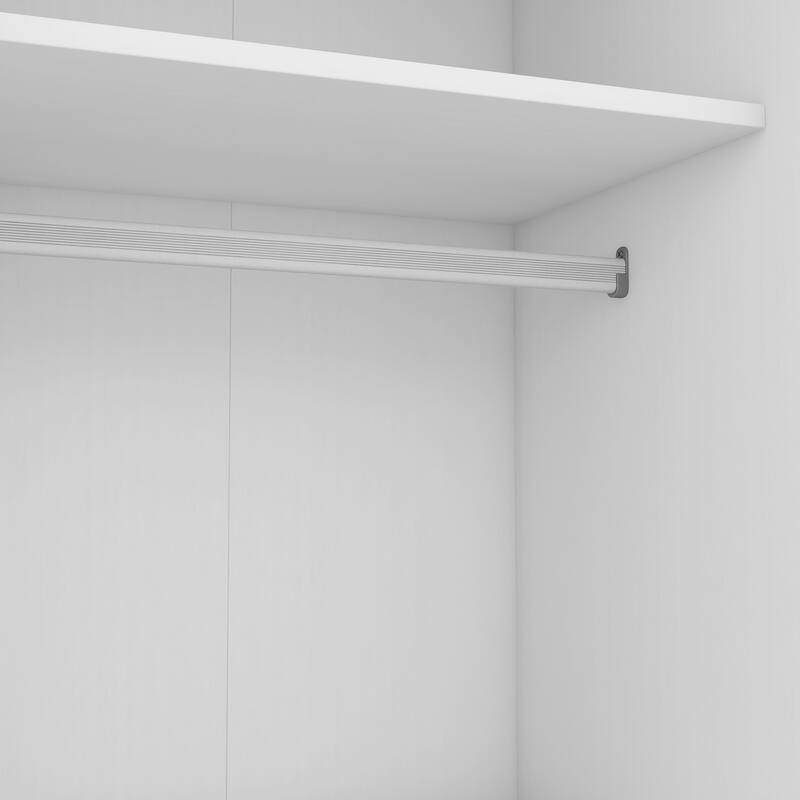Tall Shutter Armoire Cabinet for Bedroom, Sliding Barn Door Wardrobe with Storage Shelves and Hanging Clothes Rod, White