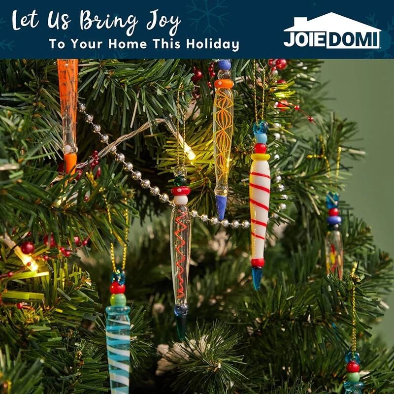 Glass Icicles Christmas Decoration Set - 12 Unique Designs