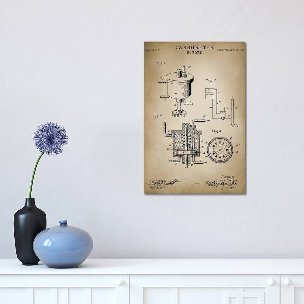 iCanvas "Ford "Carbureter"" by PatentPrintStore Canvas Print