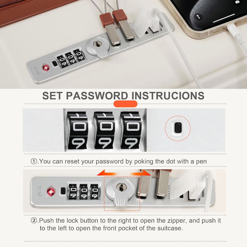4-Piece Luggage Set with USB Charging Ports