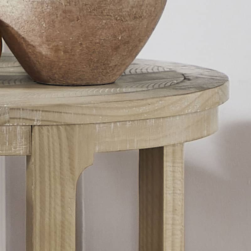 GDF Studio - Mid-Century Solid Wood 2-Piece Round Side Table Set with Curved Design