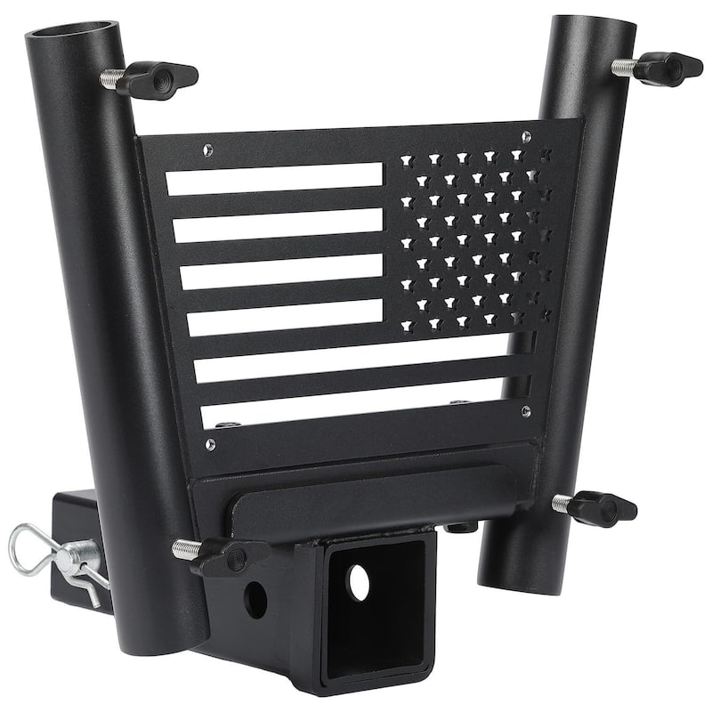 Hitch Flag Pole Holder, Truck Hitch Flag Pole Holder for Standard 2" Receivers Fits for Truck SUV RV Trailer - Black