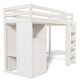 preview thumbnail 32 of 32, Loft Bed Twin Size Wood Loft Bed Frame with Wardrobe Underneath, Kids Bedroom Loft Bed with Ladder and Safety Guardrail