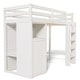preview thumbnail 15 of 18, White Twin Size Loft Bed with Wardrobe, Storage Shelves, and Ladder