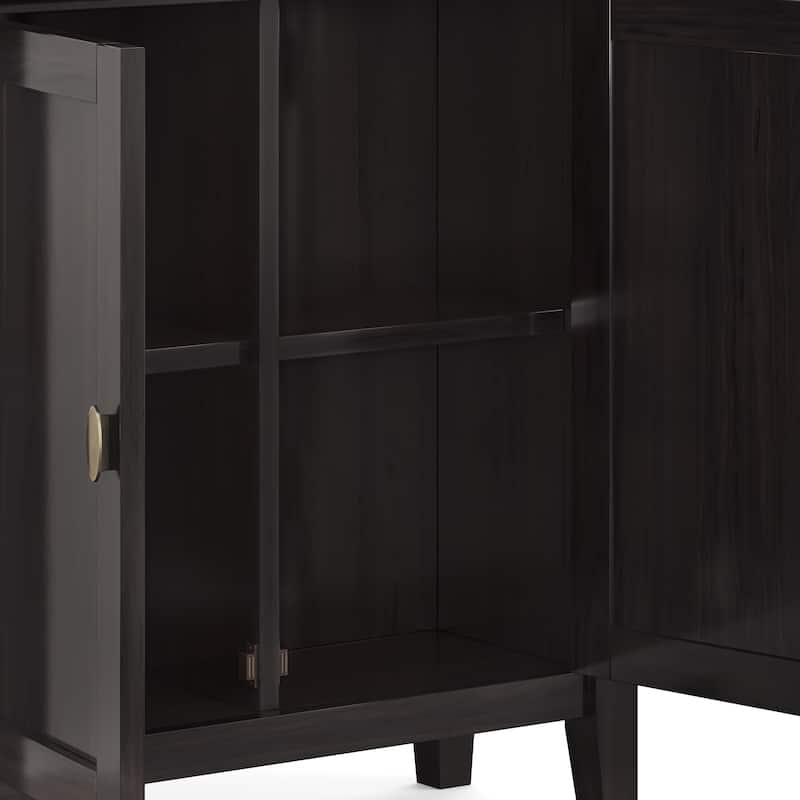 WYNDENHALL Mansfield SOLID WOOD 32 inch Wide Transitional Low Storage Cabinet - 32"w x 14"d x 31"h