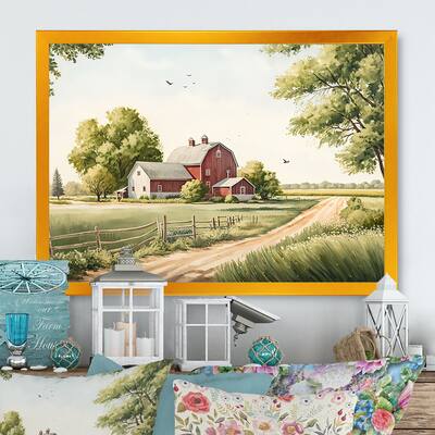 Designart "Beautiful Barn In Spring VII" Farmhouse / Country Framed Art Print