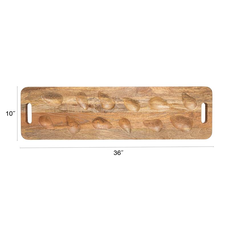 Mango Wood Oyster Serving Board with Handles - 36.0"L x 10.0"W x 1.0"H