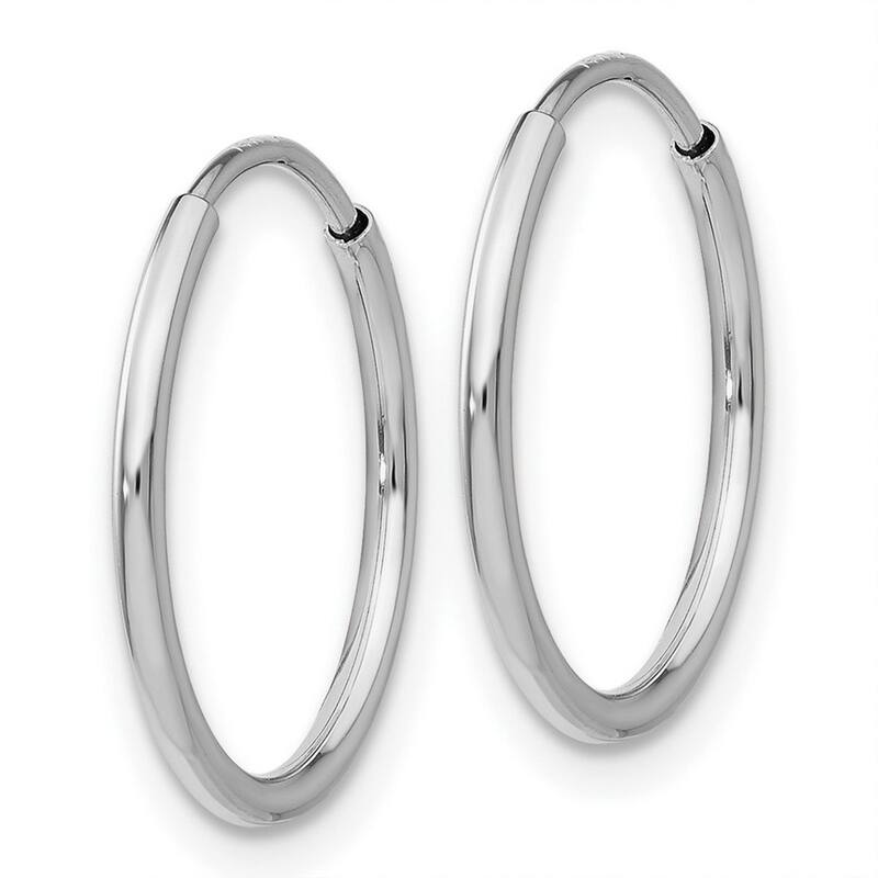 Curata 14k White Gold Polished Endless Tube Hoop Earrings - 25x25mm