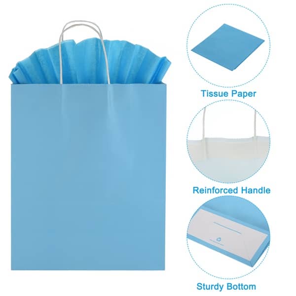 Gift Bags,10 Pack Medium Paper Gift Bags With Bow Ribbon,Present Party Bags With Handles,with 10