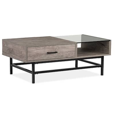 Magnussen Home Fenwick Whitetail Brown and Smoke Glass Rectangular Lift Top Cocktail Table - 48''W x 26''D x 18''H