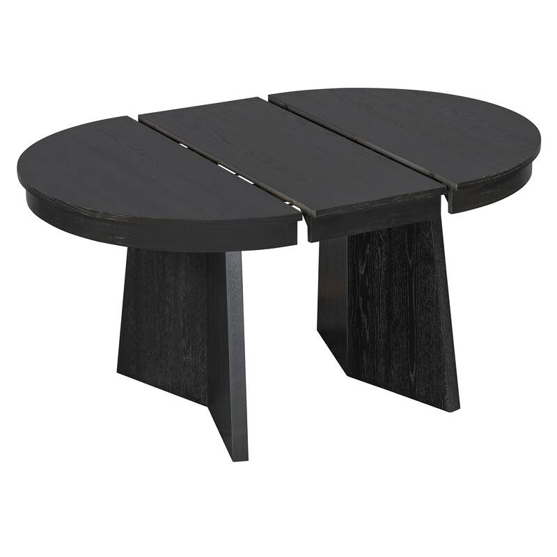 5-Piece Round Dining Table Set For 4,Retro Extendable Dining Table Set With 4 Upholstered Chairs,Kitchen Table And Chairs