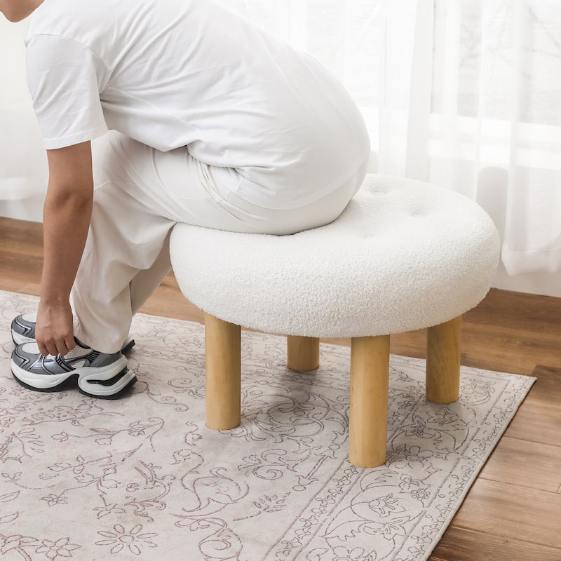 Adeco 23" Round Ottoman Footrest for Living Room