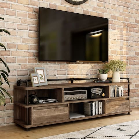 Furniture of America Albertus Rustic 71-inch 4-shelf TV Console