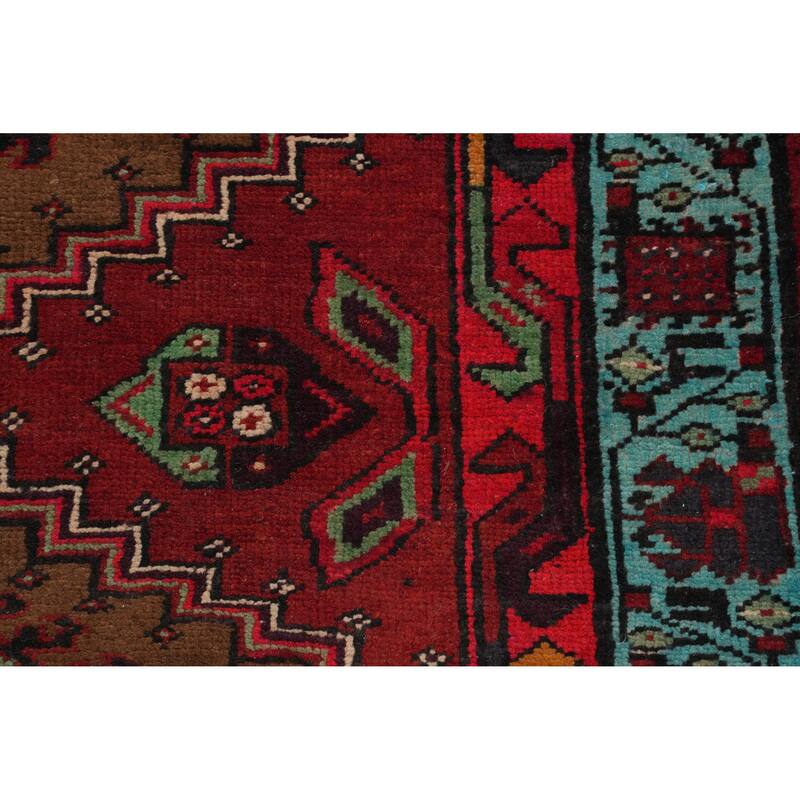 Hand Knotted Oriental 100% Wool Carpet Traditional Tribal Red Ardebil Runner Rug - 10' 3'' X 3' 8''