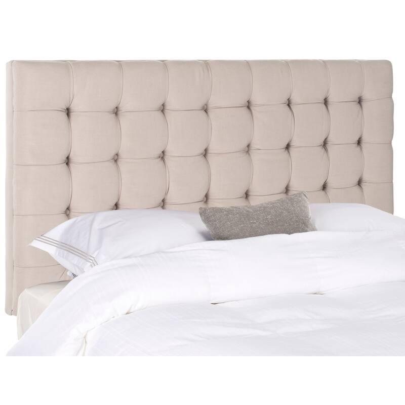 Safavieh Lamar Taupe Linen Upholstered Tufted Headboard (King) On