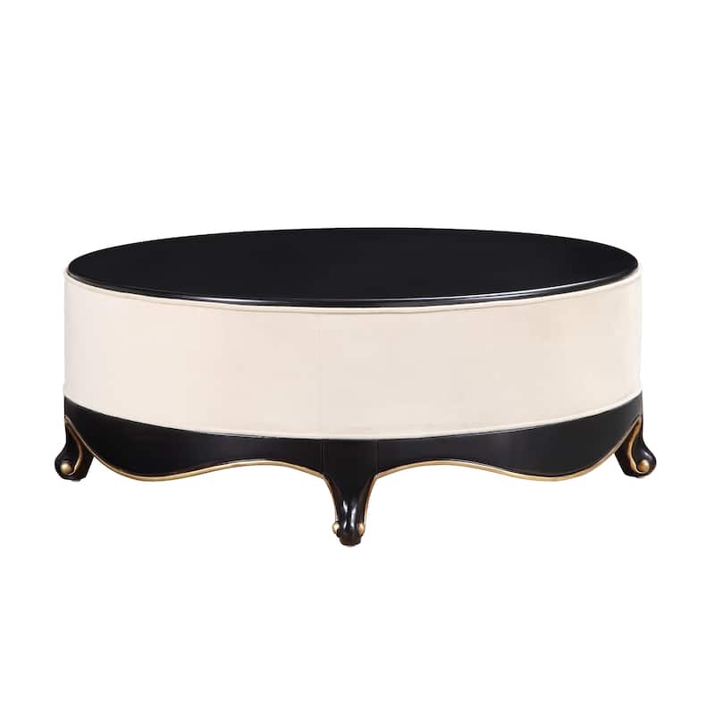 Ascher Cream and Black Cocktail Table with Cabriole Anne Leg